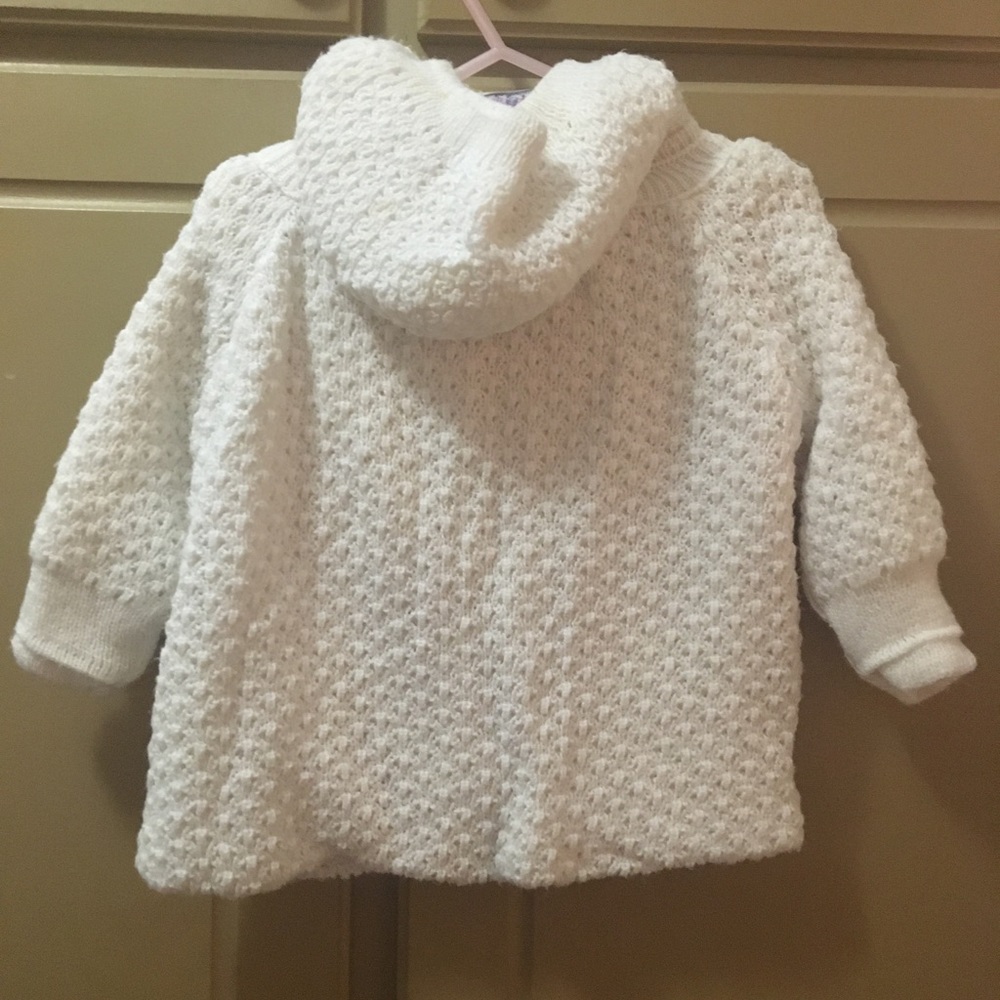 12 month girls white sweater with hood